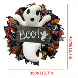 NNETM Halloween Ghost Door Wreath Felt Decoration