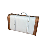 NNETM Vintage Cream Wooden Storage Suitcase with Handle