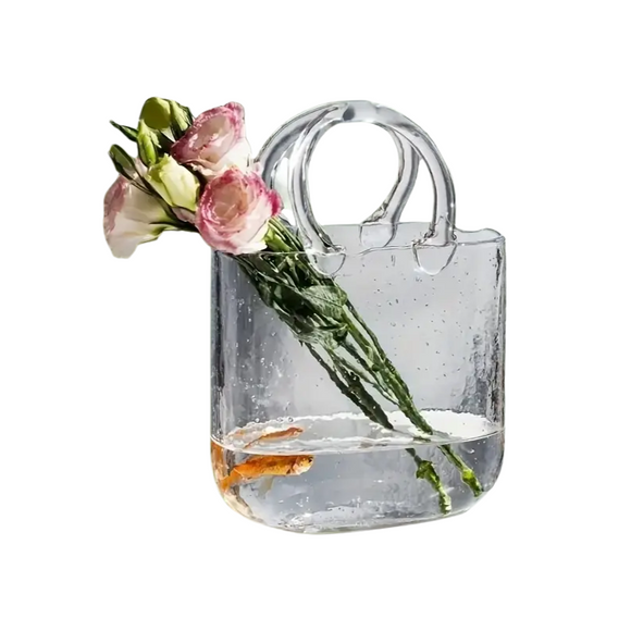 NNETM Nordic Style Handbag Glass Vase Fish Tank