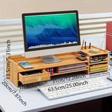 NNETM Wood Monitor Stand with Drawer & Keyboard Tray