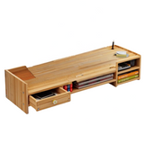 NNETM Wood Monitor Stand with Drawer & Keyboard Tray