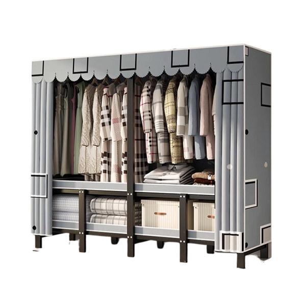NNETB Folding Cloth Wardrobe Steel Frame Storage Cabinet
