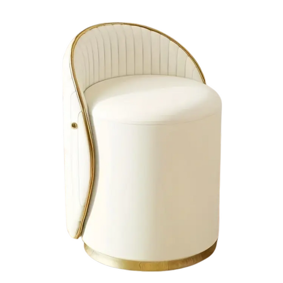 NNETM Vanity Stool Swivel Beige High Backrest Round Seat