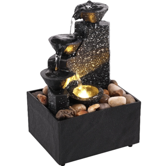 NNEOBA Tabletop Waterfall Fountain with Soft Lights for Relaxation