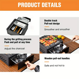 NNETM Outdoor Charcoal Grill with Wooden Stand