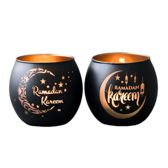 NNETM Vintage Glass Ramadan Candle Holders (2pcs)