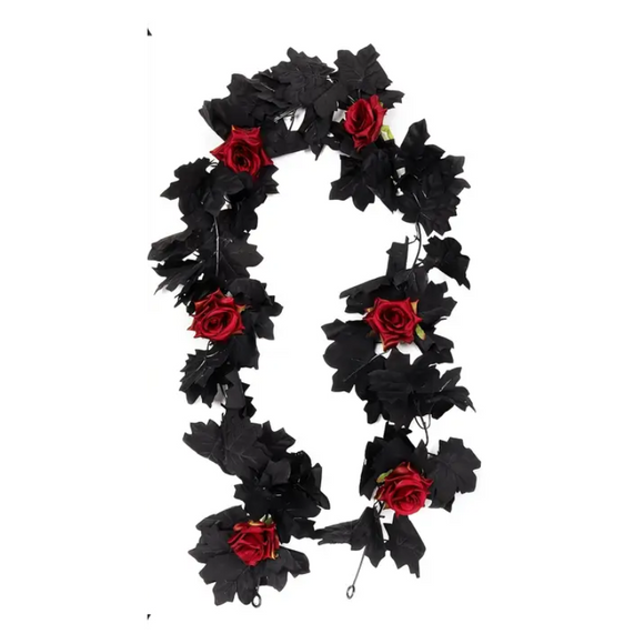 NNETM Artificial Rose Garland Burgundy Flowers Halloween Decor