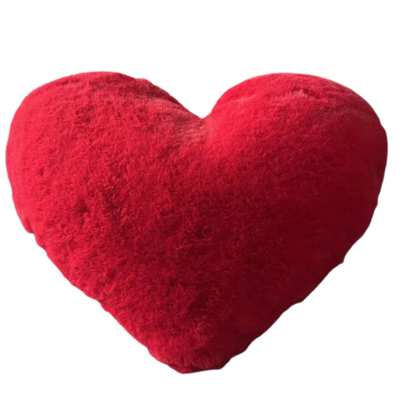 NNEOBA Heart Shaped Faux Bunny Fur Pillow (Red)