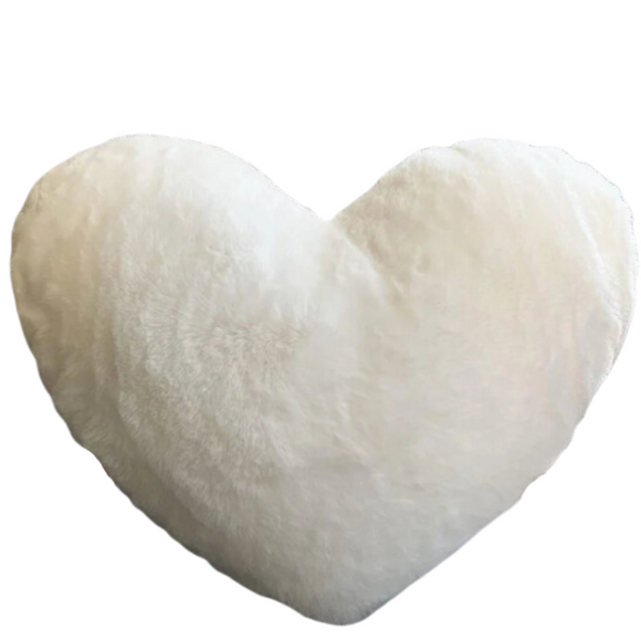 NNEOBA Heart Shaped Faux Bunny Fur Pillow (White)