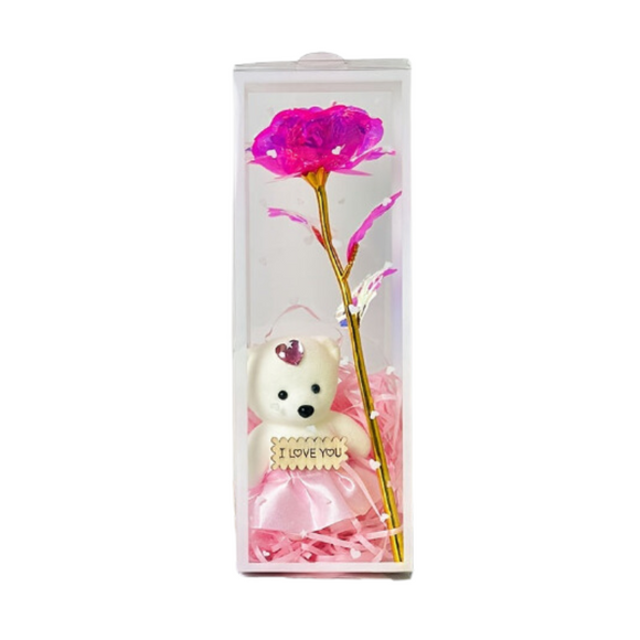 NNETM Enchanted Bear & Rose Gift Box for Special Occasions (Pink)