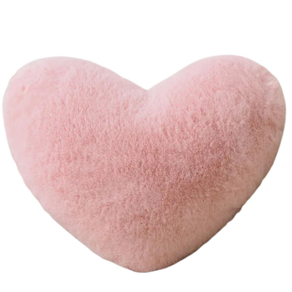 NNEOBA Heart Shaped Faux Bunny Fur Pillow (Pink)