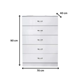 NNECN 5 Layer White Drawer Chest Storage with Bedside Table