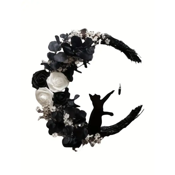 NNETM Gothic Cat Moon Wreath