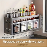 NNETM Wall-Mounted Aluminum Spice Rack with Clear Jars