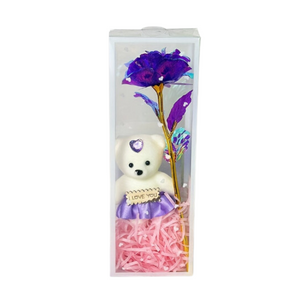 NNETM Enchanted Bear & Rose Gift Box for Special Occasions (Purple)