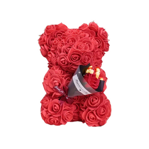 NNETM Preserved Rose Teddy Bear Floral Gift (Red)