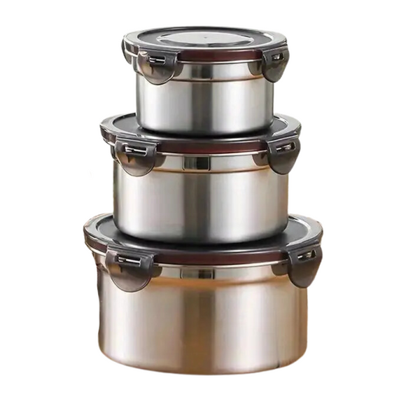 NNETM Stainless Steel Food Storage Containers Set (3pcs)