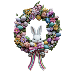 NNETM Easter Floral Wreath with Cute Rabbit Accent