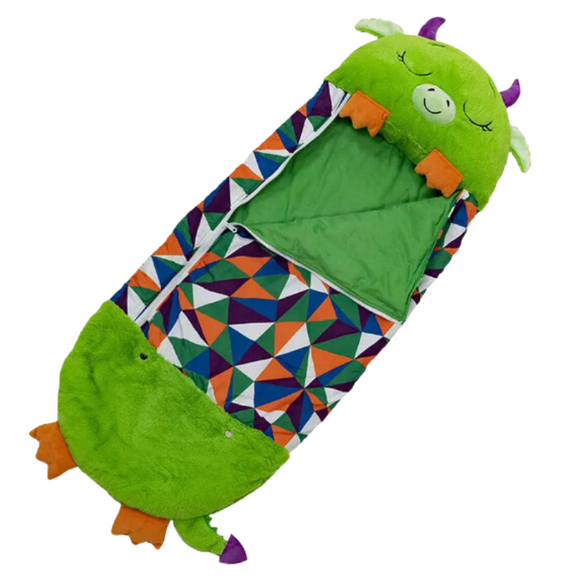 NNEOBA Kids Cartoon Plush Sleeping Bag Pillow Set (Green)