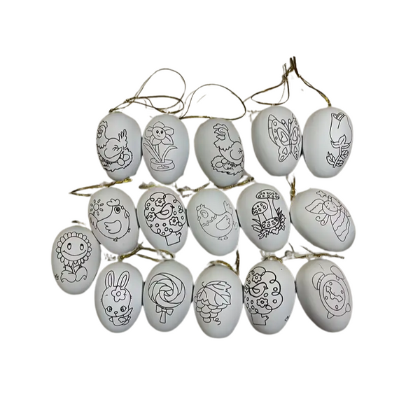 NNETM Hand-Painted Easter Egg Decorations Set with Colored Pens