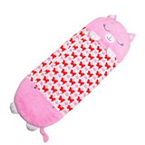 NNEOBA Kids Cartoon Plush Sleeping Bag Pillow Set (Pink)