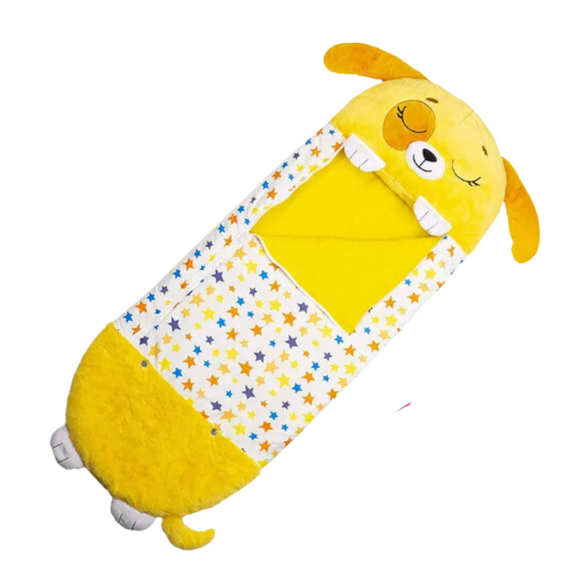 NNEOBA Kids Cartoon Plush Sleeping Bag Pillow Set (Yellow)
