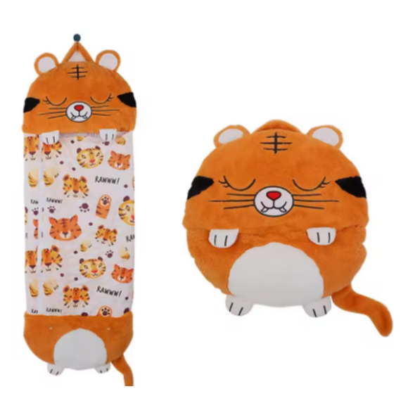 NNEOBA Kids Shark Sleeping Bag Plush Doll Pillow (Orange)