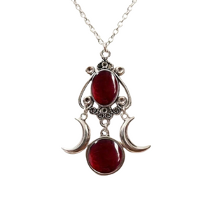 NNEOBA Charming Triple Moon Goddess Pendant Necklace (Red)