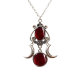 NNEOBA Charming Triple Moon Goddess Pendant Necklace (Red)