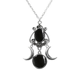 NNEOBA Charming Triple Moon Goddess Pendant Necklace (Black)