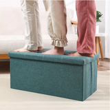 NNETM Linen Foldable Storage Stool Chair Box