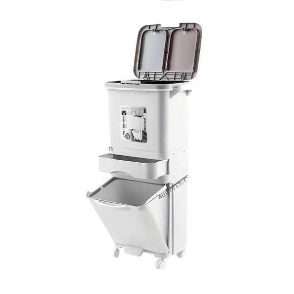 NNETM Large Dual-Compartment Trash Can with Odor-Seal Lid