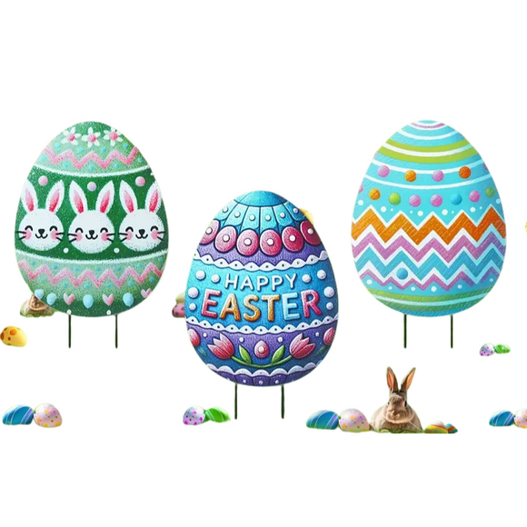 NNETM 3D Easter Egg Yard Decorations with Metal Stakes