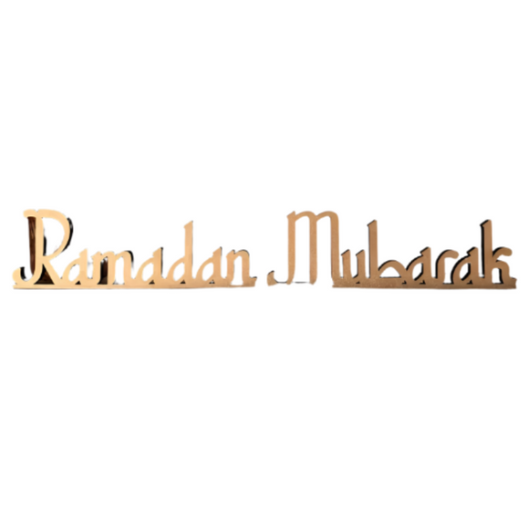 NNETM Wooden Ramadan Mubarak Table Sign Decor