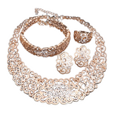 NNEOBA Jewelry Set Necklace Earrings Ring Bracelet (Gold)