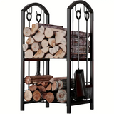 NNETM Metal Firewood Rack with 4-Tool Set