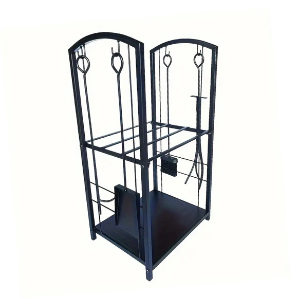 NNETM Metal Firewood Rack with 4-Tool Set