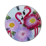 NNETM Flamingo Round Glass Top Outdoor Patio Side Table