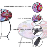 NNETM Flamingo Round Glass Top Outdoor Patio Side Table