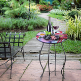 NNETM Flamingo Round Glass Top Outdoor Patio Side Table