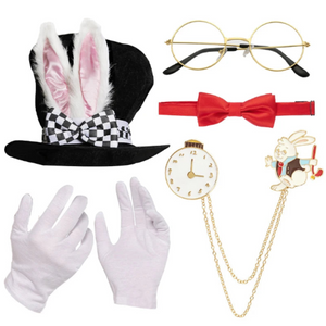 NNEOBA White Rabbit Costume Set Mad Hatter Hat & Ears
