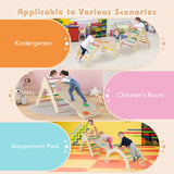 NNECW 7-in-1 Wood Triangle Climbing Toys for Toddlers-Multicolour