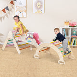 NNECW 7-in-1 Wood Triangle Climbing Toys for Toddlers-Multicolour