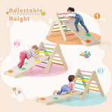 NNECW 7-in-1 Wood Triangle Climbing Toys for Toddlers-Multicolour