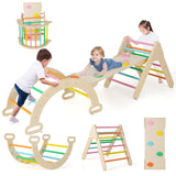 NNECW 7-in-1 Wood Triangle Climbing Toys for Toddlers-Multicolour
