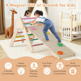 NNECW 7-in-1 Wood Triangle Climbing Toys for Toddlers-Multicolour