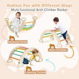 NNECW 7-in-1 Wood Triangle Climbing Toys for Toddlers-Multicolour