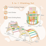 NNECW 7-in-1 Wood Triangle Climbing Toys for Toddlers-Multicolour