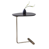 NNEOBA Simple Modern Side Table Iron Art Sofa Corner Table Lazy Bedside Reading Oval Coffee Table Tea Solid Wood Counter Top