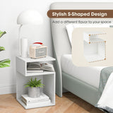 NNECW S-Shaped Side Table for Small Space with 2 Open Compartments